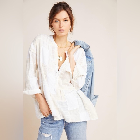 NWT Anthropologie Maeve Zoe Patchwork Swing Top Small - Picture 1 of 11